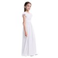 thumbnail image 4 of iiniim Kids Wedding Flower Girls Junior Bridesmaid Princess Chiffon Long Dress Party Ball Gown White 8, 4 of 7