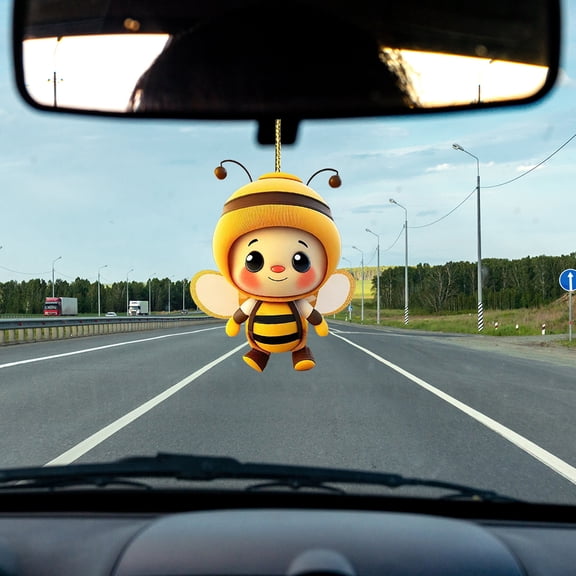 ZenCart Bee Car Hanging Ornament Acrylic Bee Holiday Decor Cute Bee Car Pendant Keychain Car Interior Bag Key Gift