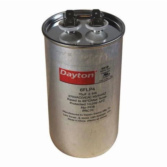 Dayton Motor Run Capacitor,70 MFD,370V,Round 6FLP4