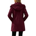 thumbnail image 7 of Fengqque Women's Hooded Double Breasted Trench Coat Notch Lapel Mid Length Winter Coat for Women Long Sleeve Casual Fall Outerwear with Side Hand Pockets Multi Colors, 7 of 7