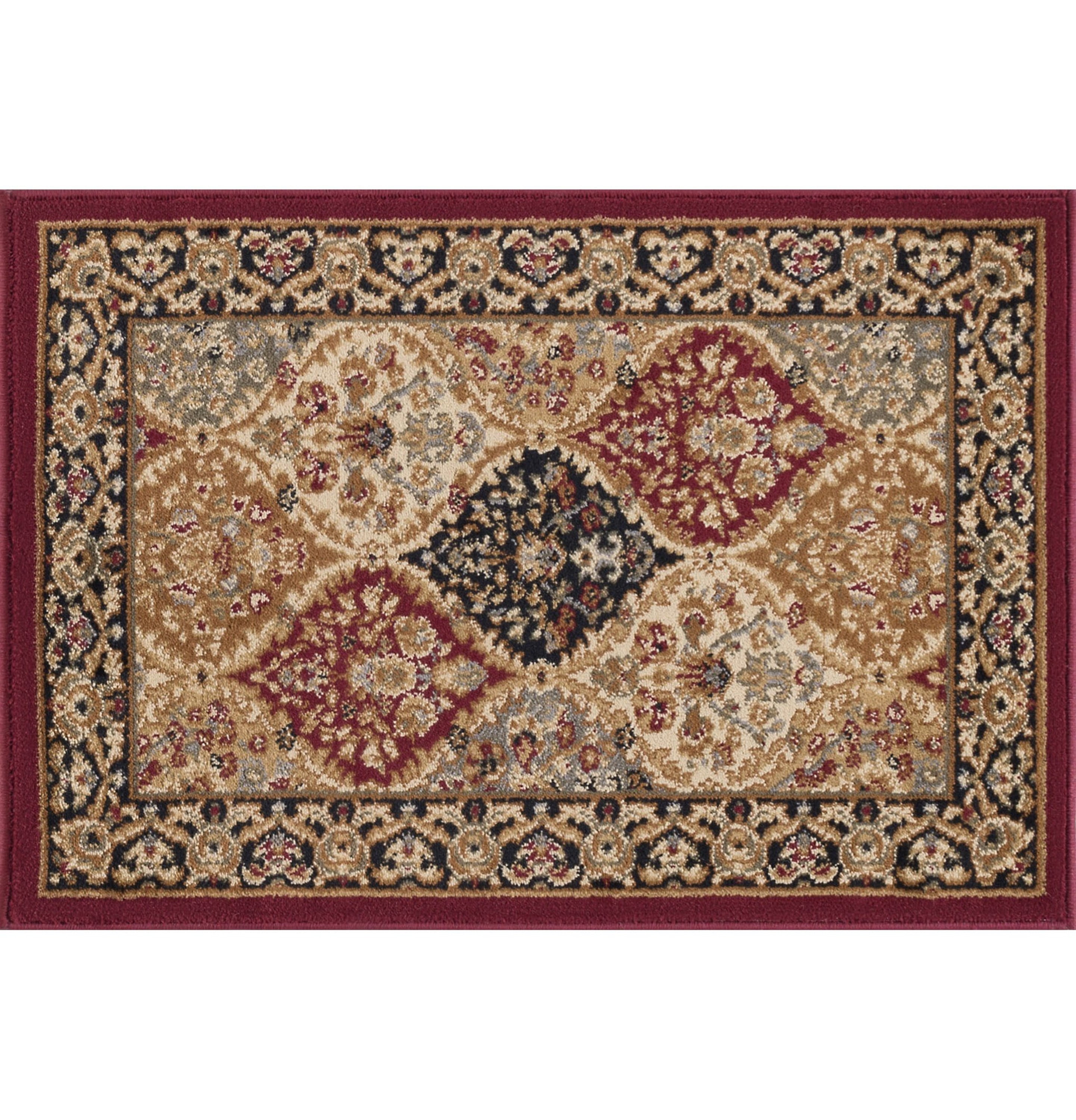Sensation Transitional 2' x 3' Red and Beige Polypropylene Indoor Area Rug