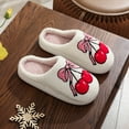 thumbnail image 6 of Plush Bow Cherry Slippers Kawaii Furry Slippers for Autumn Winter Sport Supplies (40-41), 6 of 10