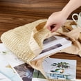 thumbnail image 3 of Bolso bohemio de paja tejida para mujer, bandolera, bolso tote rectangular, tejido natural peruano con interior de poliéster., 3 of 6
