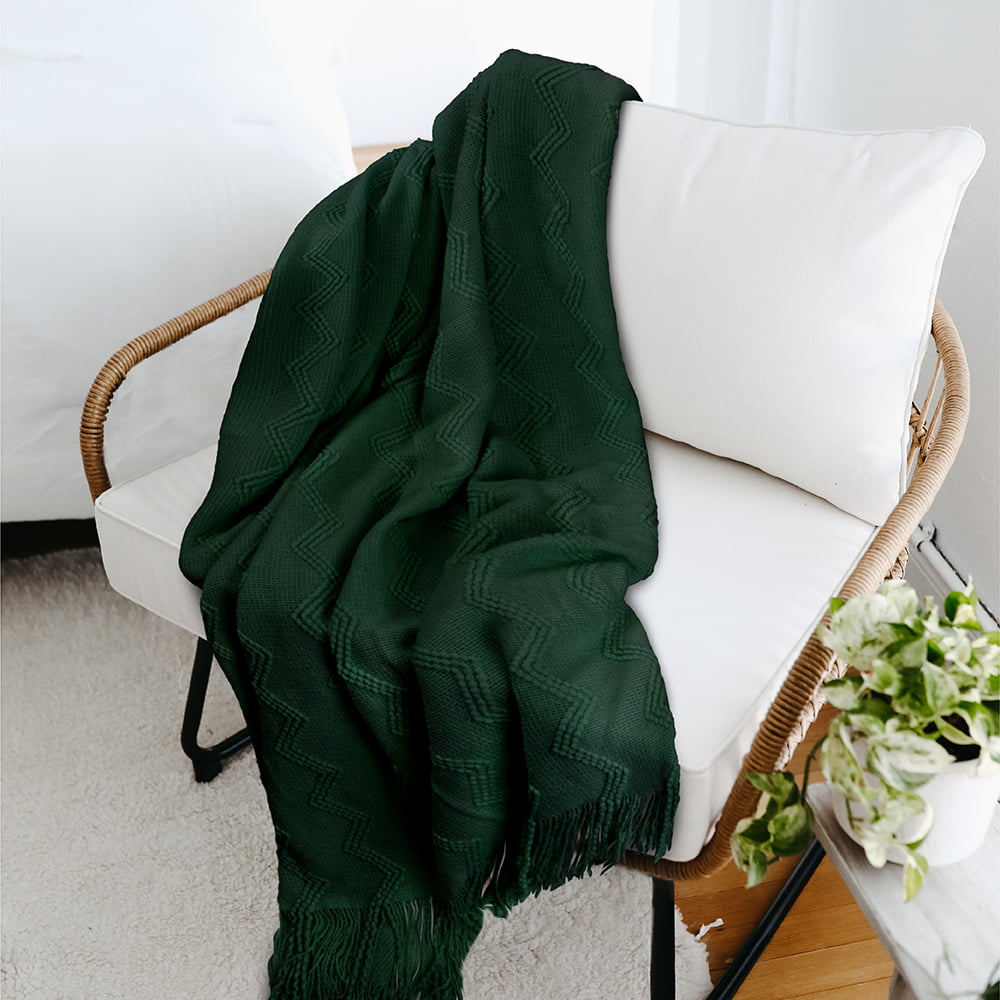 Bed Throws in 5 Sizes 100% Cotton Sofa Throws Forest Green Honeycomb Waffle 