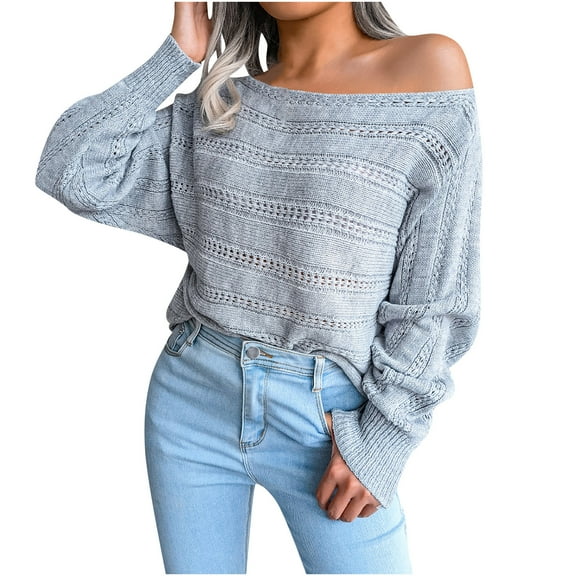 JINMGG 2024 Fall Winter Plus Size Sweaters for Women Clearance,Women Fashion Casual Solid Color Casual Loose Long Sleeve Sweater