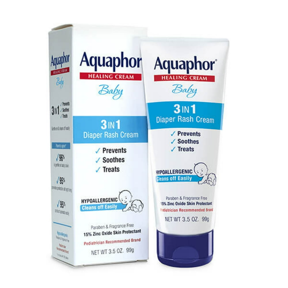 Aquaphor Baby Diaper Rash Cream, Medium Strength 15 Zinc Oxide, 3.5 oz