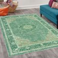 thumbnail image 2 of Vintage Decorative Rug, Oriental Design Curlicue Swirly Motives with Retro Details Victorian Art, Quality Carpet for Bedroom Dorm and Living Room, 6 Sizes, Emerald and Teal, by Ambesonne, 2 of 4