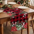 thumbnail image 5 of Christmas Eucalyptus Cotton Linen Table Runner for Dining Kitchen, Xmas Pine Poinsettia Botanical Red Plaid Wedding Outdoor Party Tablerunners Decor, Dresser Scarf Coffee Tablecloth Runners 14"x72", 5 of 9