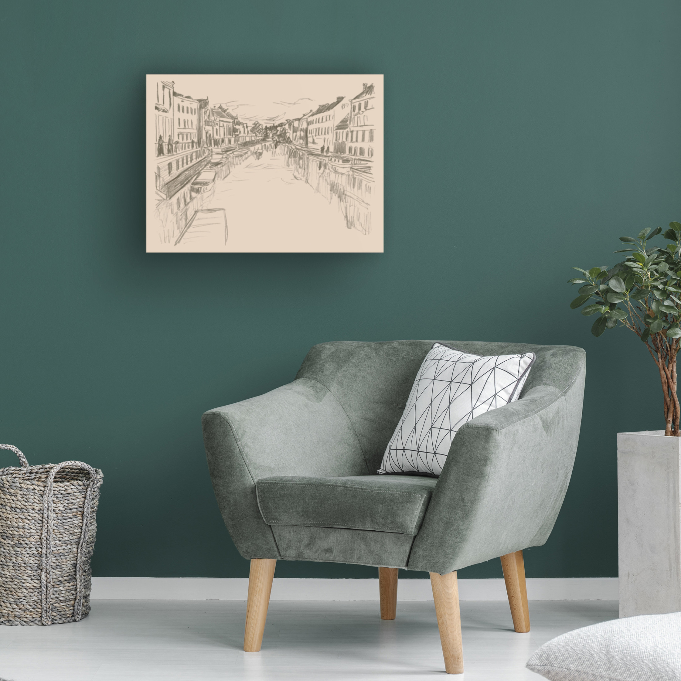 Canvas Wall Art - June Erica Vess 'City Sketches V' Wall Art for Living Room, Bedroom, or Office Décor by Trademark Fine Art - 47 x 35 Inches