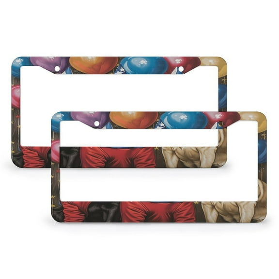 4th of July Labrador Dogs License Plate Frame 2 Pcs Set 4th of July License Plate Cover Frame for Women Men US Vehicles Standard 2 Round Holes Metal License Plate Frames