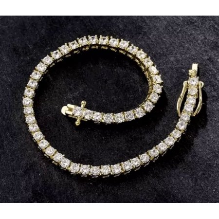 Jewelry Hub 14K Yellow Gold Plated Round Cut Simulated Diamond Tennis Bracelet for Women