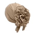 thumbnail image 2 of ZDNIXIAN Soft Stretch Turban Head Wrap with Side Ruffled Flower and Ribbon Decor Color Full Hair Cover Lightweight Fashion Headscarf for Daily Casual Occasions, 2 of 4