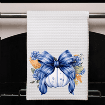 Fall Blue Pumpkin Dish Towel Kitchen Decor 16x24