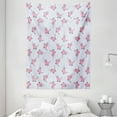 thumbnail image 1 of Cat Lover Tapestry, Romantic Pink Cats in Cartoon Style Drawing with Little Hearts Kitty Whiskers, Wall Hanging for Bedroom Living Room Dorm Decor, 60W X 80L Inches, Pale Grey Pink, by Ambesonne, 1 of 2