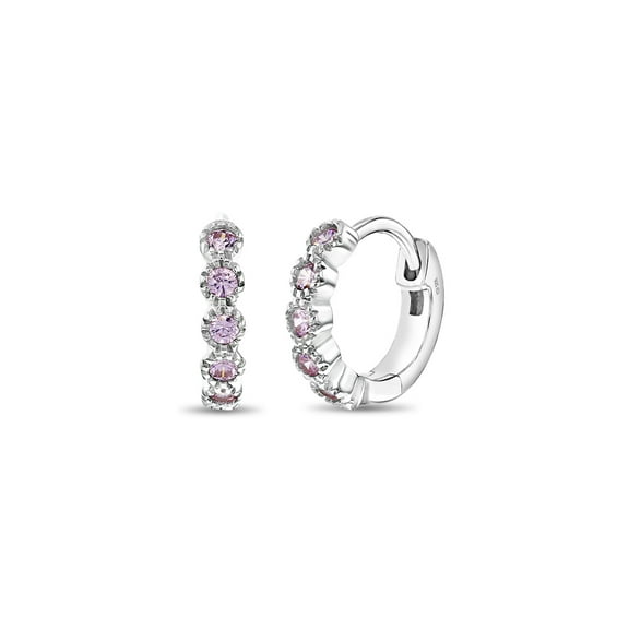 Flower Gem 9mm Toddler / Kids Earrings Hoop Safety Latch - Sterling Silver