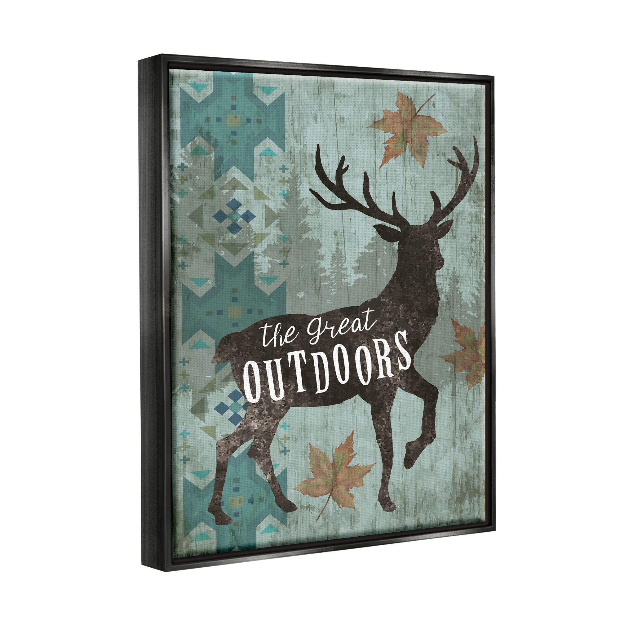 Stupell The Great Outdoors Deer Silhouette Animals & Insects Painting Black Floater Framed Art Print Wall Art