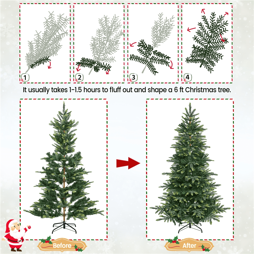 Alden Design 6ft Pre-lit Artificial Christmas Tree with 400 LED Lights, Green