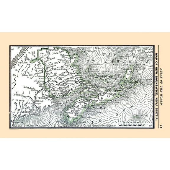 Historic Map - New Brunswick Canada - Alden 1886 - Vintage Wall Art