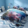 thumbnail image 3 of Erosebridal Marine Axolotl Twin Quilt Set, Marine Wildlife Twin Coverlet Set, Stars Reversible 2pcs, 1 Bedspread and 1 Pillowcase, 3 of 7
