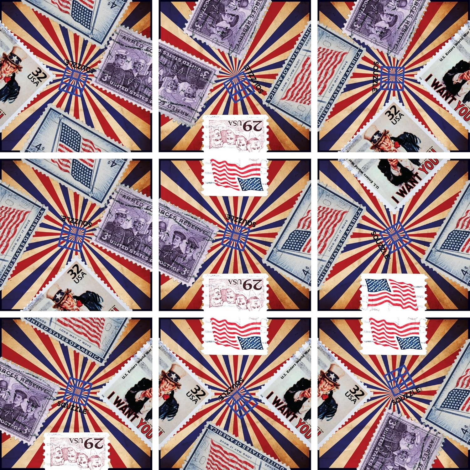 Squzzle Puzzle – 9-Piece Travel Puzzle Game | Screen-Free Brain Teaser Puzzle for Focus & Problem Solving | (Patriotic, American, America's 250th Anniversary)