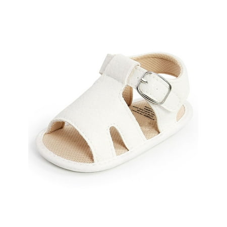 

Wazshop Baby Girls Summer Shoe Rubber Sole Flat Sandal Hollow Out Sandals Non-Slip First Walkers Casual Shoes Little Kids Flats Open Toe Cute White 5C