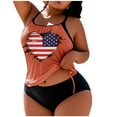 thumbnail image 2 of Ynynloco Women's Plus Size American Flag Graphic Two-Piece Tankini Tummy Control Swimsuits Tankini Tank Top Sets Swimwear, 2 of 5