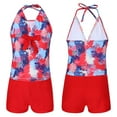 thumbnail image 2 of MSemis Kids Girls Swimsuit Printed Halter Tank Top with Boyshort Bikinis Set, 2 of 6