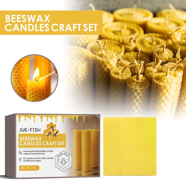 Juego de 10 Velas de Cera de Abeja Pureness Beeswax. Crea Tus Propias Velas de Cera de Abeja con Placas de Cera de Abeja.