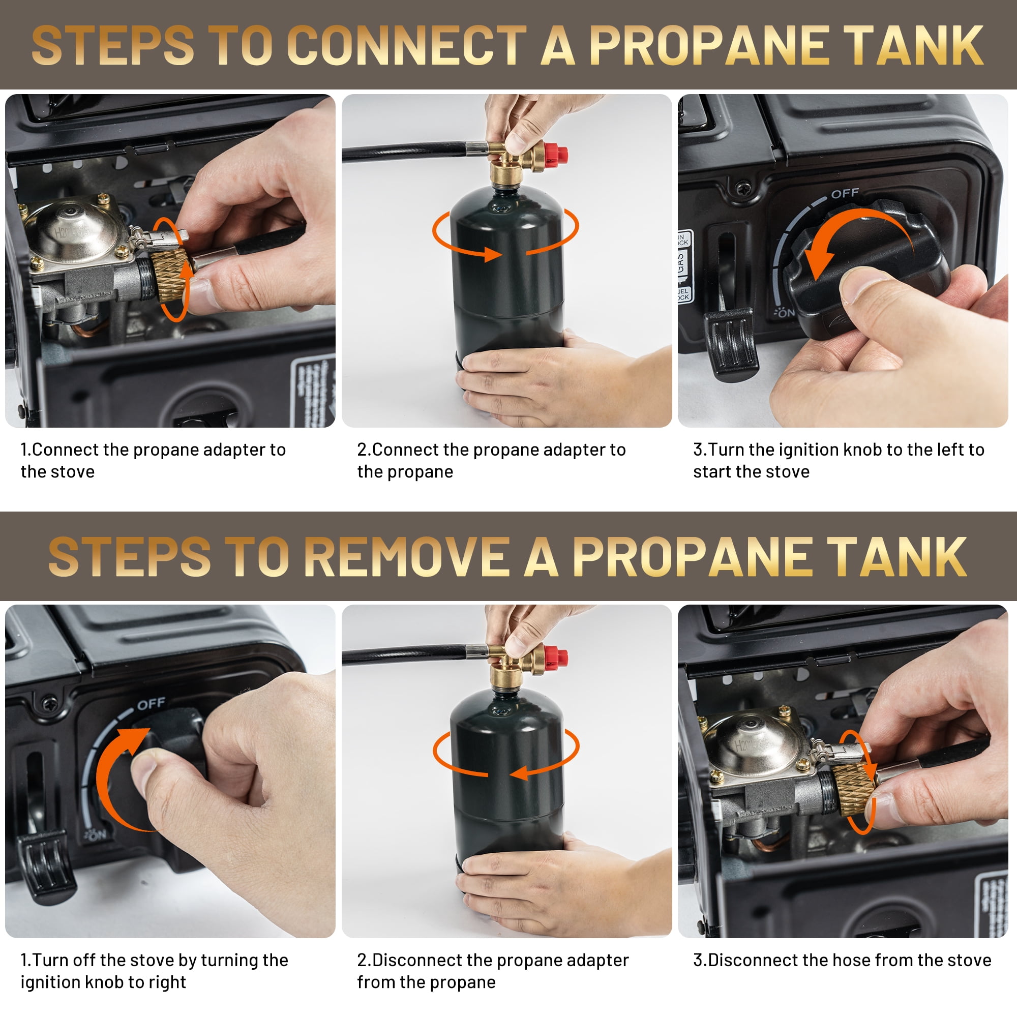 Cityout Dual Fuel Portable Camping Stove, Propane & Butane Gas Stove with Carrying Case for Emergencies, Outdoor BBQ
