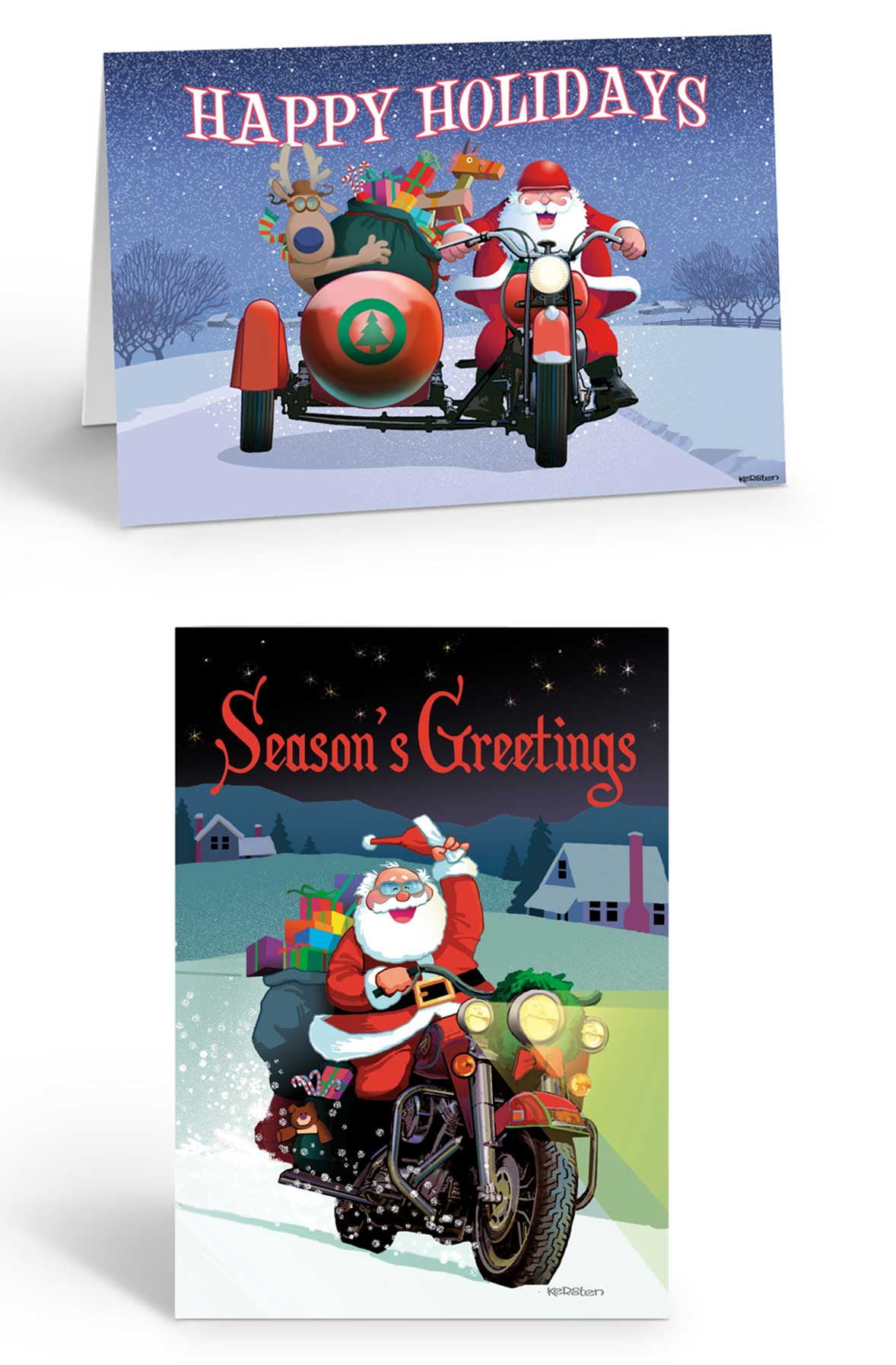 Santa's Motorcycle Deliveries Christmas Card 5" x 7" 20127 18 Cards 