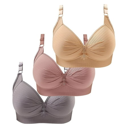 knqrhpse Wireless Bras Push Up Bra Thin Laceless Comfortable Breathability Underwear Large Size Brater Buckle Female Bra V Neck Vest Bralette Wireless Bra Cotton Bras Minimizer Bra Beige S