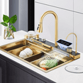 thumbnail image 3 of Brushed Gold Stainless Steel 30" Drop In Kitchen Sink Top Mount Single Bowl w/Kitchen Facuet, 3 of 28