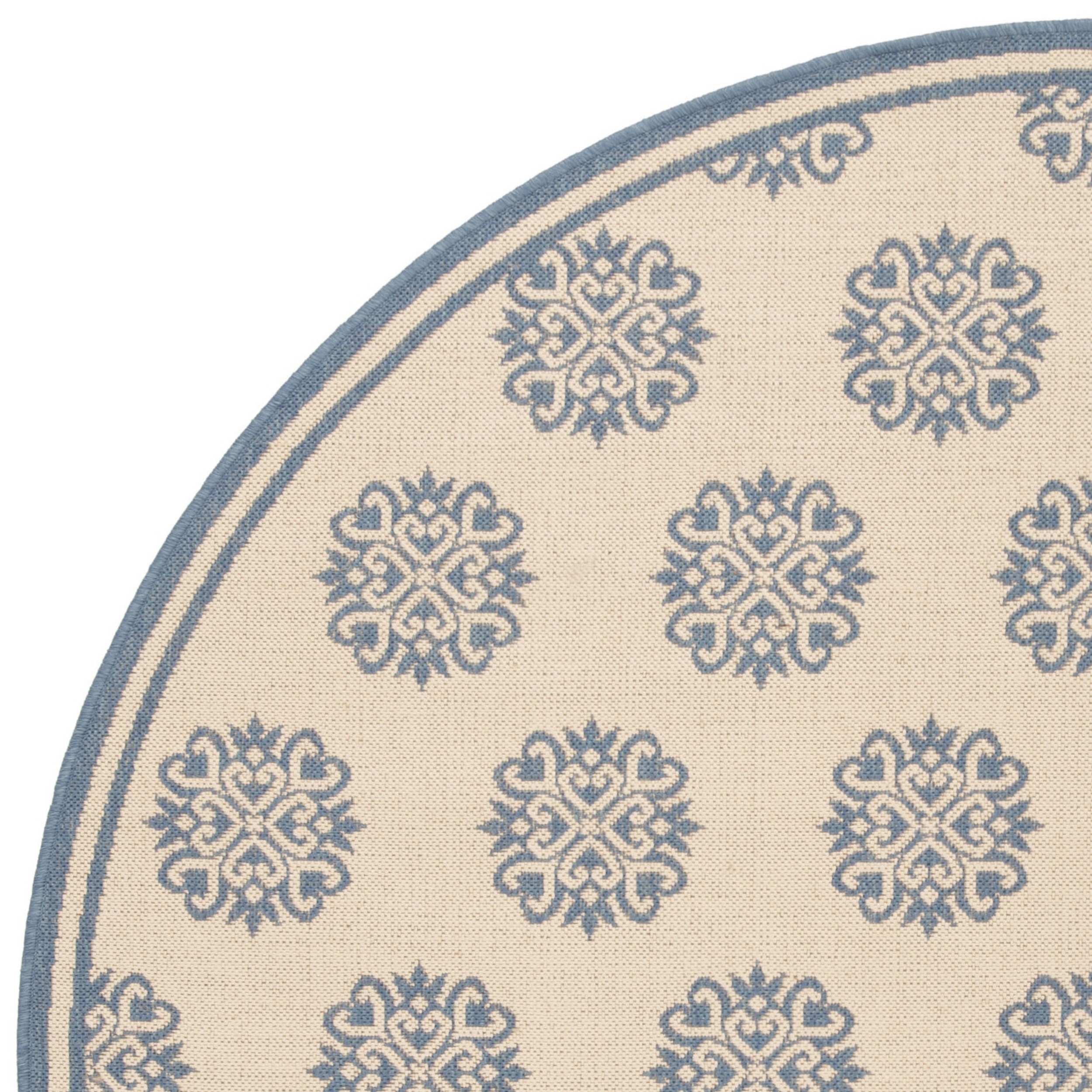 SAFAVIEH Outdoor LND181M Linden Collection Blue / Creme Rug