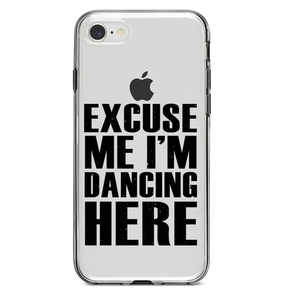 DistinctInk Clear Shockproof Hybrid Case for iPhone 7 8 SE (2020 Model) 4.7" Screen TPU Bumper Acrylic Back Tempered Glass Screen Protector - Excuse Me I'm Dancing Here