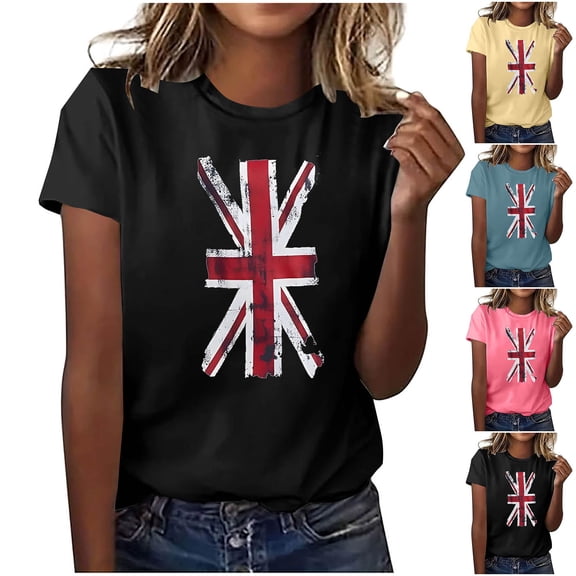 Ichuanyi Women's Printed Crew-neck Short Sleeved T-Shirt Graphic Printed Tee T Shirt Tops Pullover Shirts