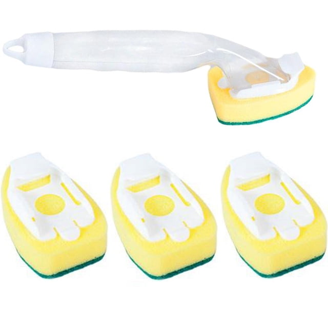 Cepillo de Fregado de Varita para Platos de Cocina + 3 Esponjas de Repuesto para Limpieza de de Sartén