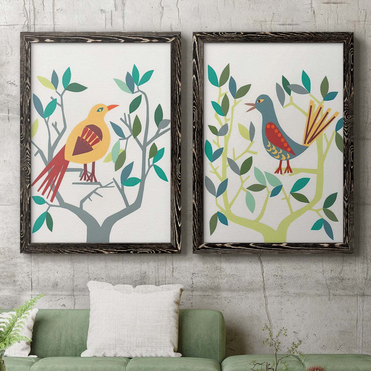 Whitty Bird III - Premium Framed Canvas 2 Piece Set - Ready to Hang