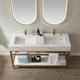 thumbnail image 5 of Vinnova Bilbao 60" White Stone Top Double Vanity Brushed Gold Frame w/ Mirror, 5 of 10