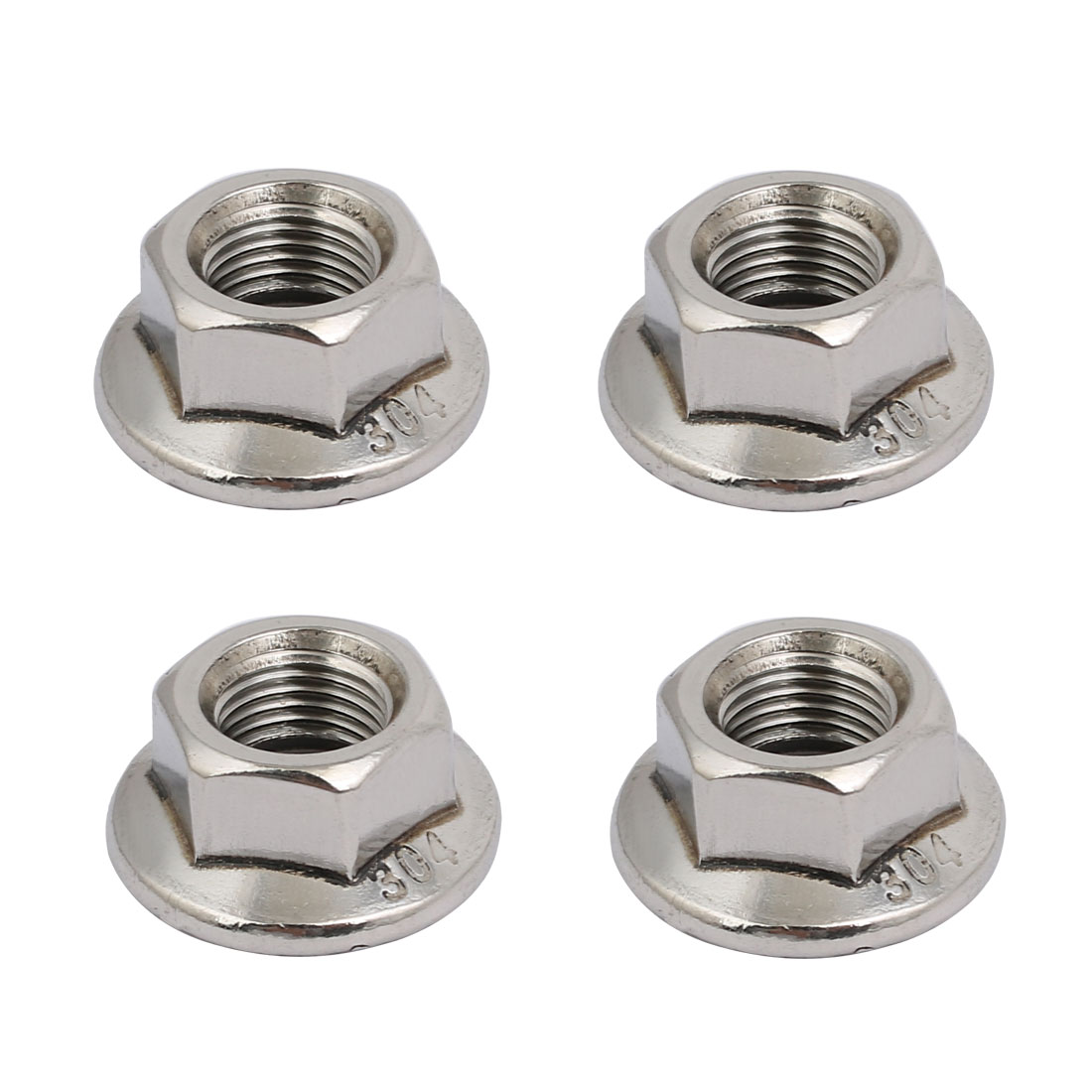 4pcs M10 x 1.25mm Pitch Metric Fine Thread 304 Stainless Steel Hex Flange  Nut