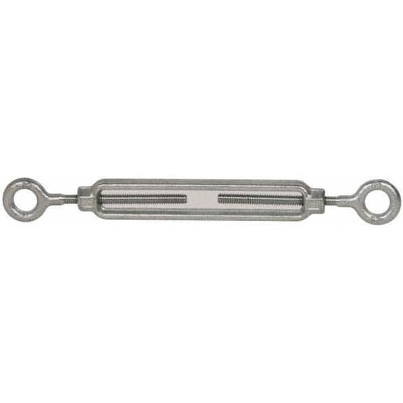 Made in USA 500 Lb Load Limit, 1/4" Thread Diam, 4" Take Up, Steel Eye & Eye Turnbuckle