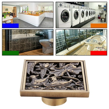 

Square Antique Brass Shower Floor Drain Deodorant For Kitchen Shower Room