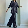 thumbnail image 2 of Yuyuzo Womens 3 Piece Fall Sets Long Sleeve Shirts, Drawstring V Neck Tops with High Waisted Lounge Pants, 2 of 7