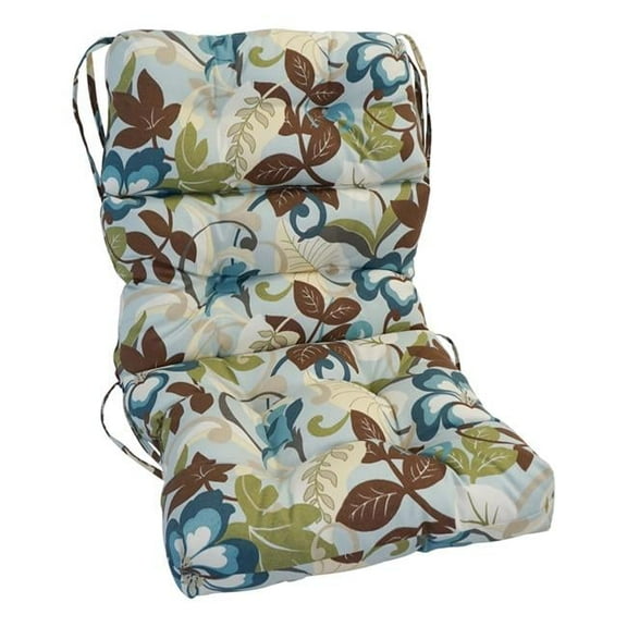 Blazing Needles  18 x 38 in. Polyester Outdoor Tufted Chair Cushion, Earth & Sky Palm
