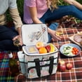 thumbnail image 5 of FORMRS Insulated Cooler Bag 24 Cans Capacity Soft Leakproof Lunch Box with Side Pockets, Green Floral Cranes Pattern, 5 of 7