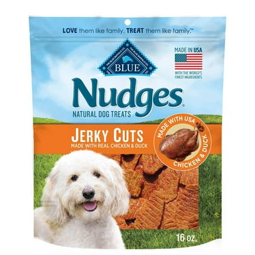 New! BLUE Nudges Chicken and Duck Flavor Jerky Cuts Natural Dog Treats, 16 oz.