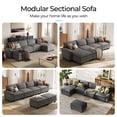 thumbnail image 5 of LINSY HOME 157" Oversized Modular Sectional Sofa with 2 Movable Ottomans, 4-Seat U Shaped Cloud Couch for Living Room, Grey, 5 of 8