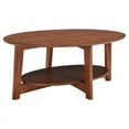 thumbnail image 1 of Alaterre Table Basse Ovale Mid-Century Moderne avec Étagère Flottante, Châtaigne Chaude, 1 of 17