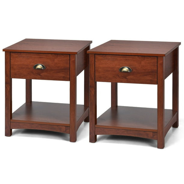 Costway Set of 2 Night Stand Bedside Sofa End Table Side ...