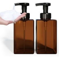 Happon 2 Pack 15oz/450ml Brown Plastic Foaming Soap Dispenser, Refillable Plastic Pump Bottles,Foaming Soap Dispenser for Bathroom, Kitchen, Hospital, Clinic