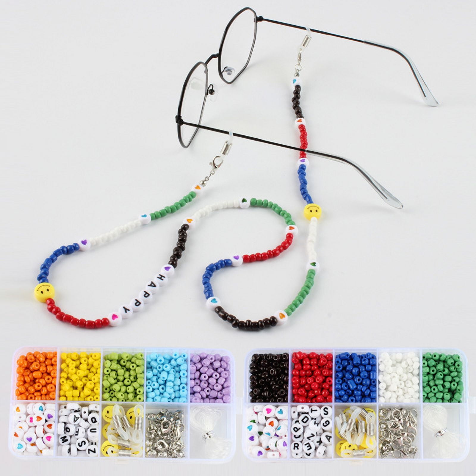 Fieldoo Feildoo DIY Handmade Beading Kit Beads Bracelet Jewelry Making Craft Rainbow Bead Box,15 Grid 3mm Rice Beads with Accessories, Women's
